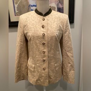 Gossl Vintage Green-Trim/Cream Blazer Jacket Womens Size L